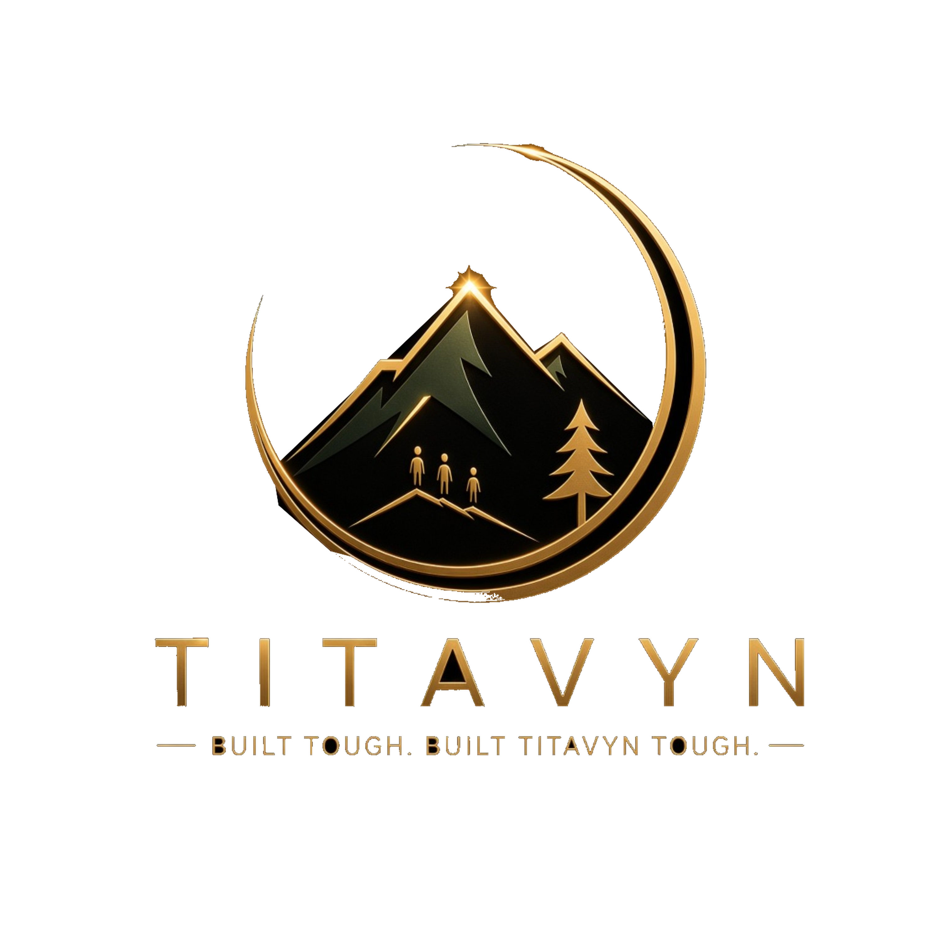 TITAVYN mountain, three people, and evergreen logo